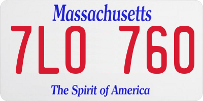MA license plate 7LO760
