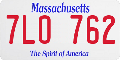 MA license plate 7LO762