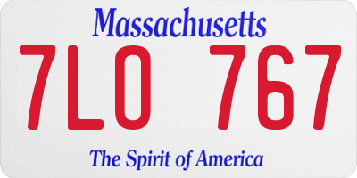 MA license plate 7LO767