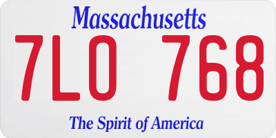 MA license plate 7LO768