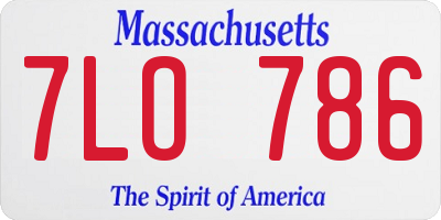 MA license plate 7LO786
