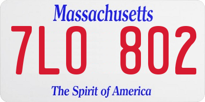 MA license plate 7LO802