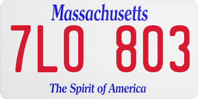 MA license plate 7LO803
