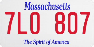 MA license plate 7LO807