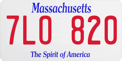 MA license plate 7LO820