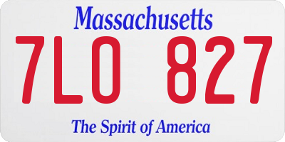 MA license plate 7LO827
