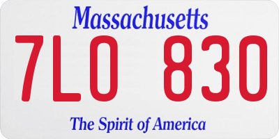 MA license plate 7LO830