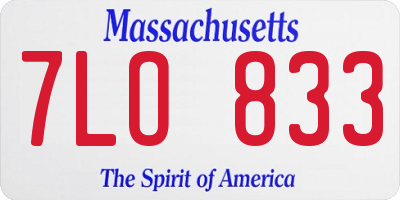 MA license plate 7LO833