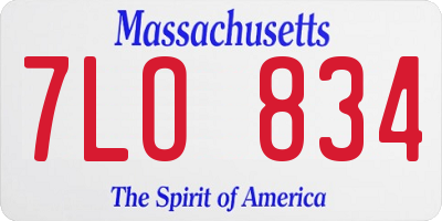MA license plate 7LO834
