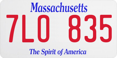 MA license plate 7LO835
