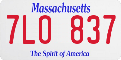 MA license plate 7LO837