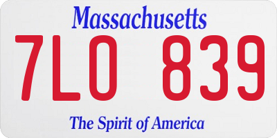 MA license plate 7LO839
