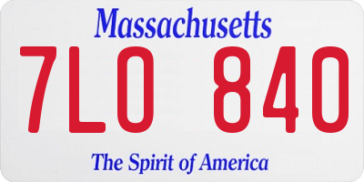 MA license plate 7LO840