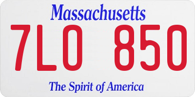 MA license plate 7LO850