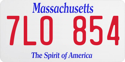 MA license plate 7LO854