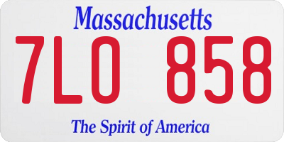 MA license plate 7LO858