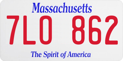 MA license plate 7LO862