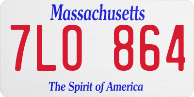 MA license plate 7LO864