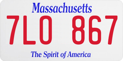 MA license plate 7LO867