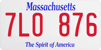 MA license plate 7LO876