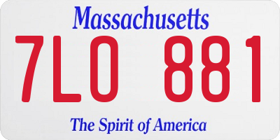 MA license plate 7LO881