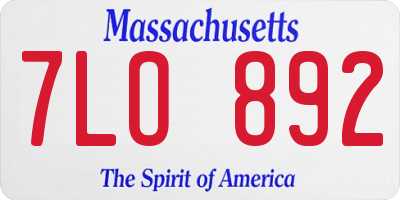 MA license plate 7LO892