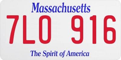 MA license plate 7LO916