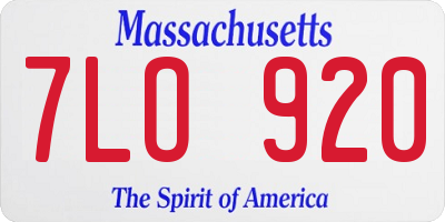 MA license plate 7LO920