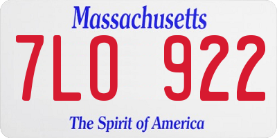 MA license plate 7LO922