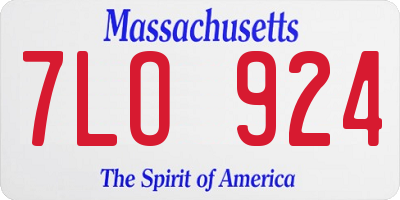 MA license plate 7LO924