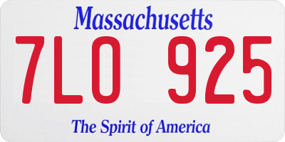 MA license plate 7LO925