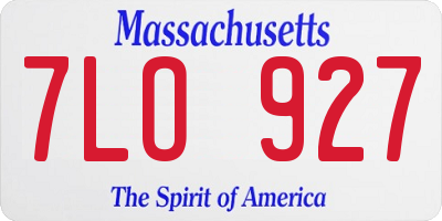 MA license plate 7LO927
