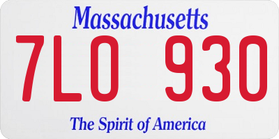 MA license plate 7LO930