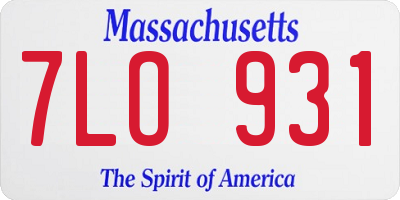 MA license plate 7LO931
