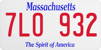 MA license plate 7LO932