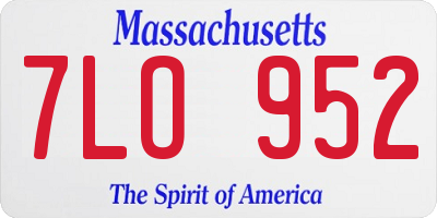 MA license plate 7LO952