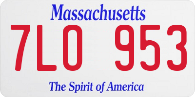 MA license plate 7LO953