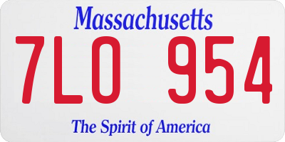 MA license plate 7LO954