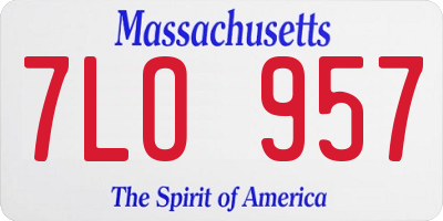 MA license plate 7LO957