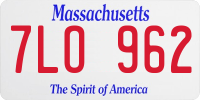 MA license plate 7LO962