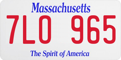MA license plate 7LO965
