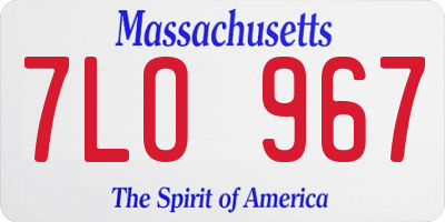 MA license plate 7LO967