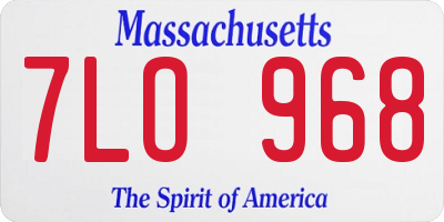 MA license plate 7LO968