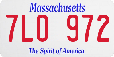 MA license plate 7LO972