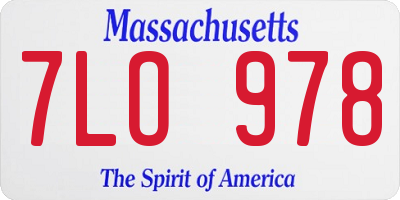 MA license plate 7LO978
