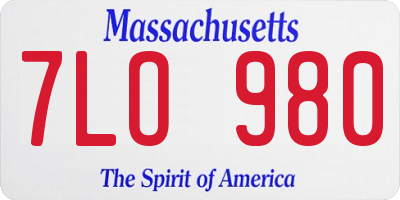 MA license plate 7LO980