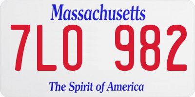 MA license plate 7LO982