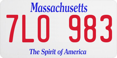 MA license plate 7LO983