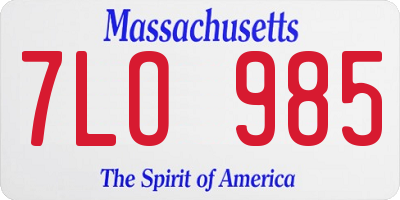 MA license plate 7LO985