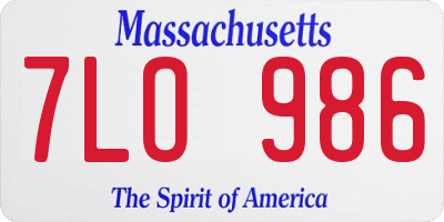 MA license plate 7LO986